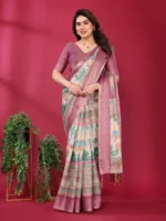 Regal Pastel Heritage Saree - Image 3
