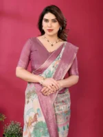 Regal Pastel Heritage Saree - Image 2