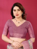 Regal Pastel Heritage Saree - Image 6