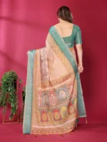 Emerald Peach Heritage Silk Saree - Image 5