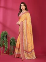 Royal Mustard Heritage Silk Saree - Image 5
