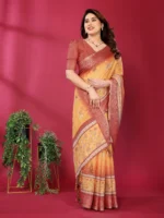 Royal Mustard Heritage Silk Saree - Image 3