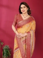 Royal Mustard Heritage Silk Saree - Image 2