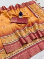 Royal Mustard Heritage Silk Saree - Image 8