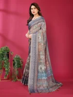 Royal Slate Heritage Designer Saree - Image 6