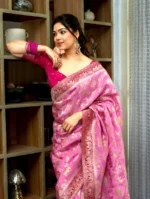 Maharani Motif Silk Saree with Elephant Zari Weaving & Contrast Border – Premium Wedding Wear - Image 2