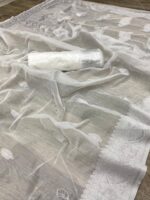 Ivory White Saree with Elegant Silver Woven Border - Image 5