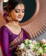 Royal Magenta Silk Saree with Heritage Gold Woven Border - Image 8
