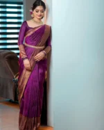Royal Magenta Silk Saree with Heritage Gold Woven Border - Image 5