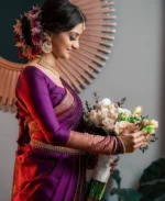 Royal Magenta Silk Saree with Heritage Gold Woven Border - Image 4