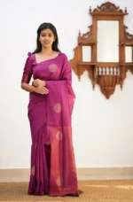 Signature Silk Saree with Sun Motif Weaving & Rich Contrast Border - Image 8