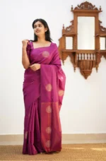 Signature Silk Saree with Sun Motif Weaving & Rich Contrast Border - Image 9