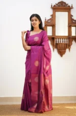 Signature Silk Saree with Sun Motif Weaving & Rich Contrast Border - Image 7