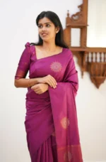 Signature Silk Saree with Sun Motif Weaving & Rich Contrast Border - Image 6