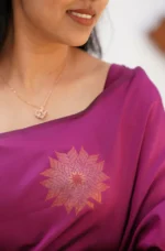 Signature Silk Saree with Sun Motif Weaving & Rich Contrast Border - Image 2