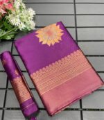 Signature Silk Saree with Sun Motif Weaving & Rich Contrast Border - Image 11