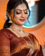 Maharani Copper-Maroon Silk Saree with Heavy Zari Weaving - Image 7