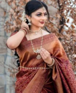 Maharani Copper-Maroon Silk Saree with Heavy Zari Weaving - Image 8