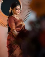 Maharani Copper-Maroon Silk Saree with Heavy Zari Weaving - Image 2