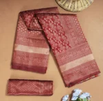 Maharani Copper-Maroon Silk Saree with Heavy Zari Weaving - Image 11