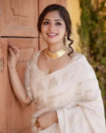 Ivory Grace Off-White Textured Silk Saree – Elegant Festive Wear - Image 6