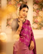 Regal Opulence Magenta Zari Woven Silk Saree – Wedding & Festive Wear - Image 3