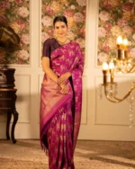 Regal Opulence Magenta Zari Woven Silk Saree – Wedding & Festive Wear - Image 2