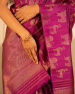 Regal Opulence Magenta Zari Woven Silk Saree – Wedding & Festive Wear - Image 4