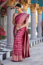 Royal Rani Pink Silk Saree with Heavy Gold Zari Weaving - Image 3
