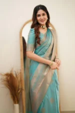 Elegant Essence Silk Saree with Classic Woven Border - Image 3