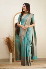 Elegant Essence Silk Saree with Classic Woven Border - Image 2