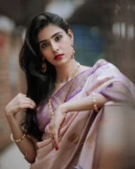 Classic Contrast Cream & Purple Zari Border Silk Saree – Festive Wear - Image 5