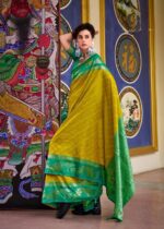 Regal Fusion Premium Silk Saree – Mustard & Emerald - Image 2