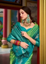Regal Fusion Premium Silk Saree – Mustard & Emerald - Image 7