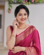 Rani Pink Zari Woven Festive Silk Saree with Rich Gold Border - Image 7