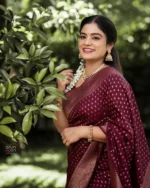 Maroon Zari Woven Festive Silk Saree with Rich Border - Image 7