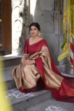 Heritage Contrast Silk Saree with Dual Tone Border - Image 21
