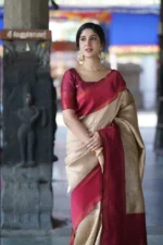 Heritage Contrast Silk Saree with Dual Tone Border - Image 37