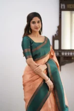 Heritage Contrast Silk Saree with Dual Tone Border - Image 35