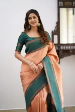 Heritage Contrast Silk Saree with Dual Tone Border - Image 34