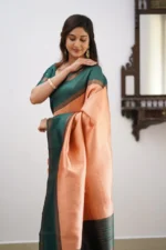 Heritage Contrast Silk Saree with Dual Tone Border - Image 33