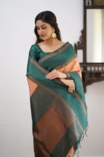 Heritage Contrast Silk Saree with Dual Tone Border - Image 32
