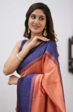 Heritage Contrast Silk Saree with Dual Tone Border - Image 27