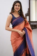 Heritage Contrast Silk Saree with Dual Tone Border - Image 26