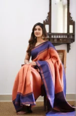 Heritage Contrast Silk Saree with Dual Tone Border - Image 25