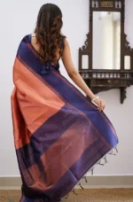 Heritage Contrast Silk Saree with Dual Tone Border - Image 24