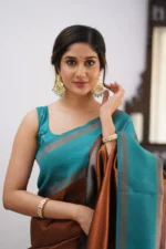 Heritage Contrast Silk Saree with Dual Tone Border - Image 17