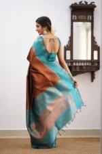 Heritage Contrast Silk Saree with Dual Tone Border - Image 13