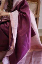 Heritage Contrast Silk Saree with Dual Tone Border - Image 3