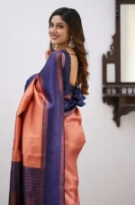 Heritage Contrast Silk Saree with Dual Tone Border - Image 23